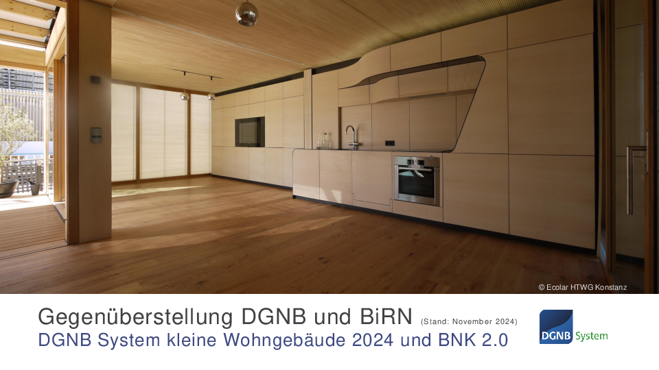 Kleine Wohngebäude: Gegenüberstellung DGNB und BiRN